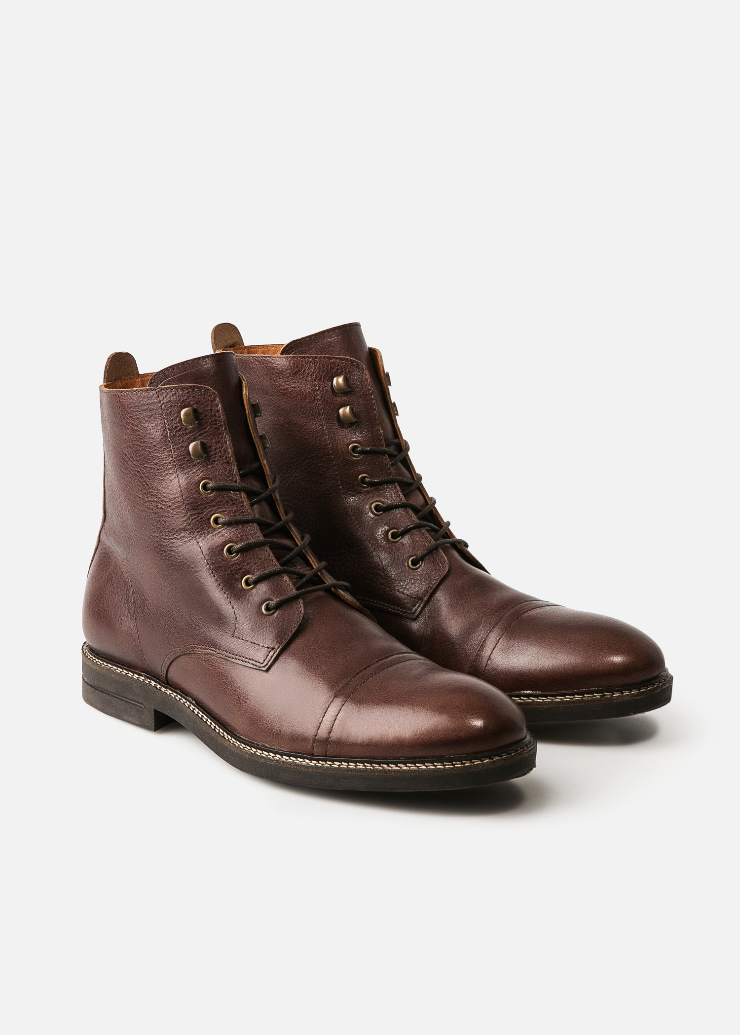 Mango Laceup Leather Boots in Chocolate (Brown) for Men - Lyst