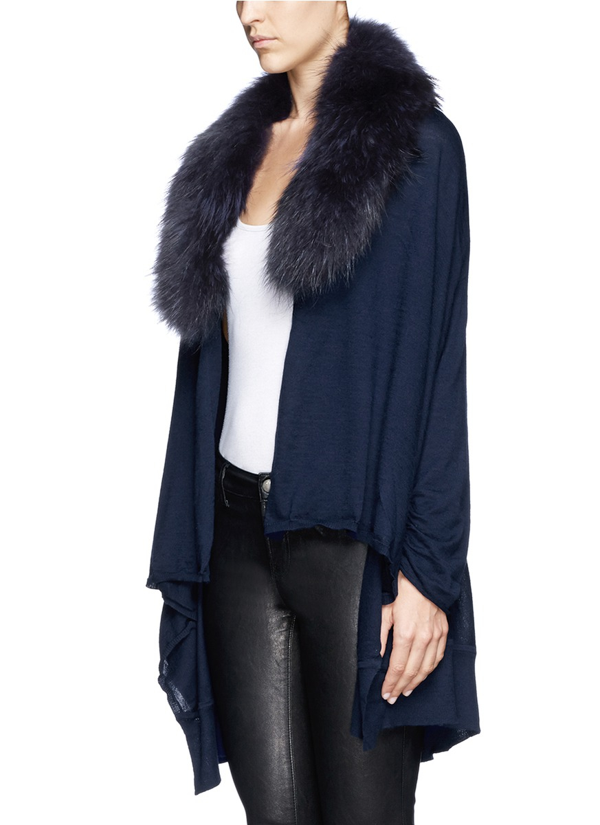 alice and olivia izzy fur collar cardigan