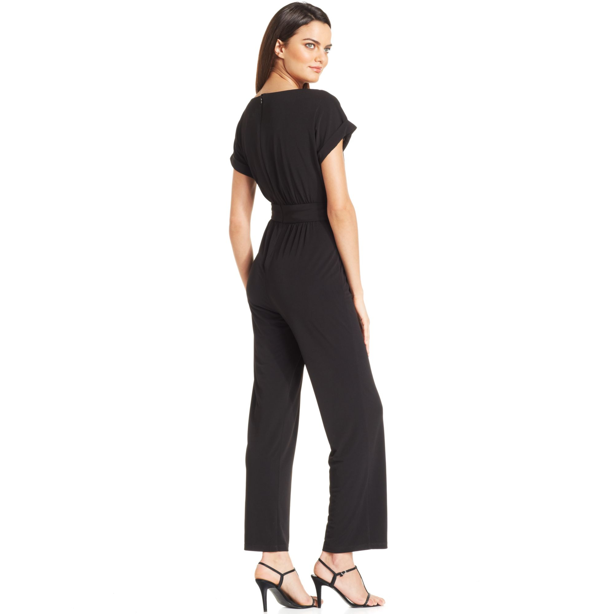 Vince Camuto Shortsleeve Keyhole Jumpsuit in Black Lyst