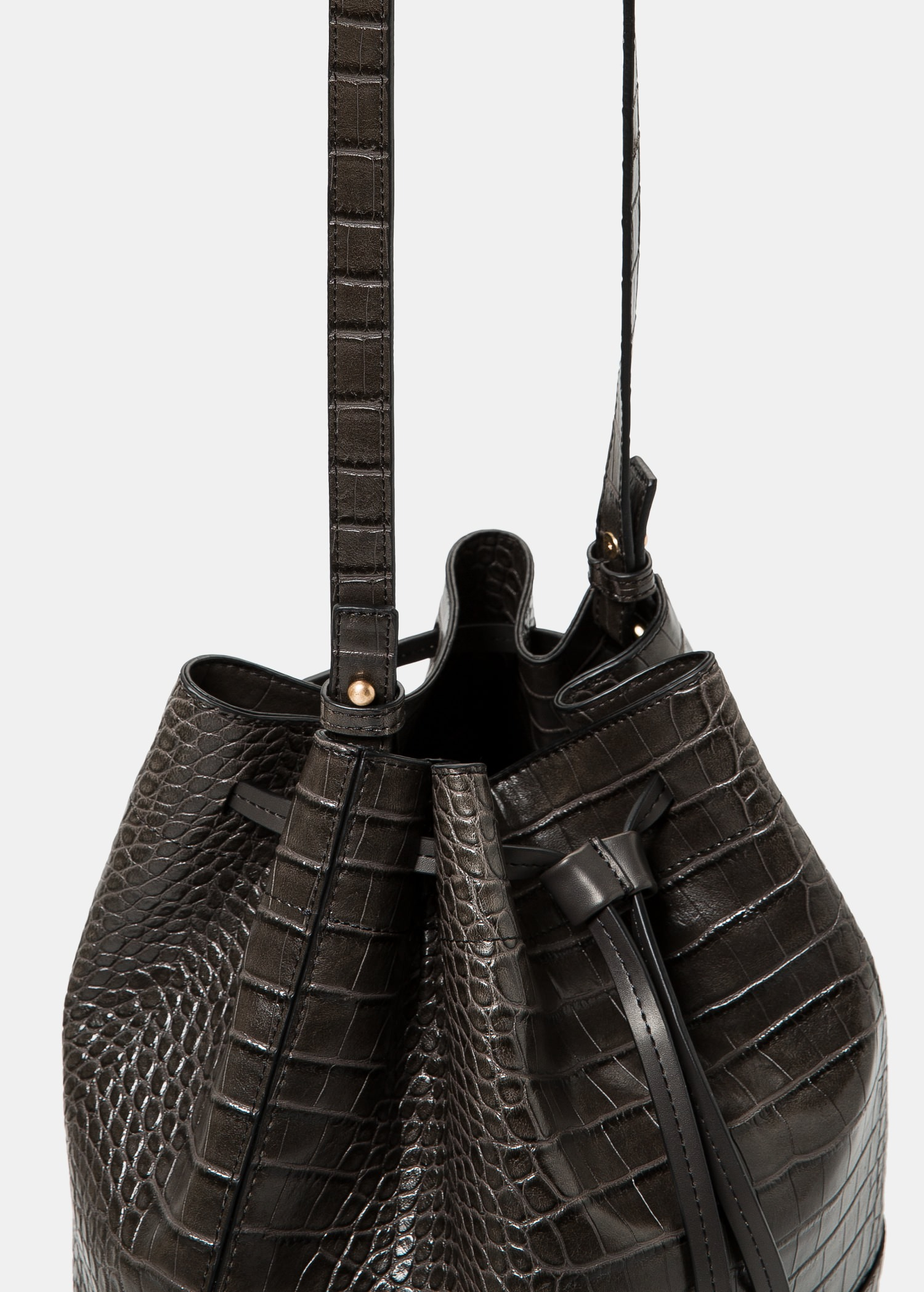 Lyst - Violeta By Mango Croc-effect Bucket Bag in Gray