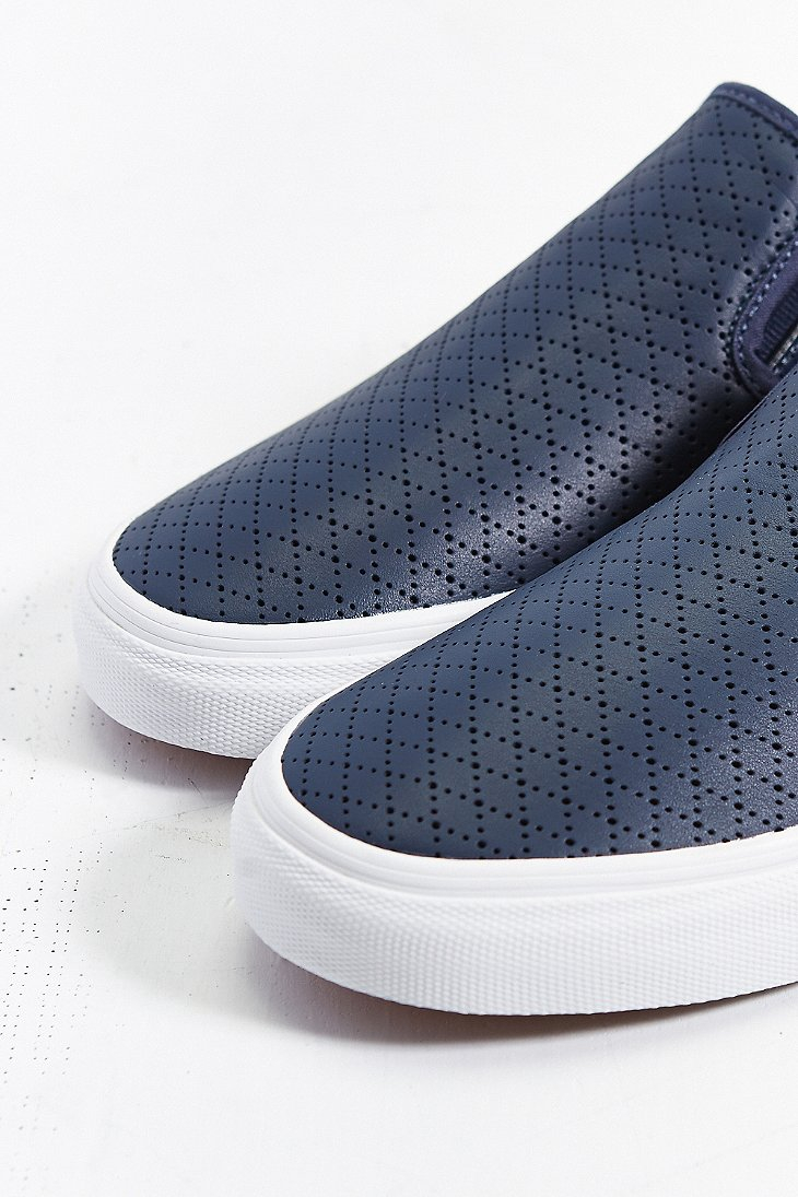 Vans Classic Leather Slip-On Sneaker in Blue for Men | Lyst