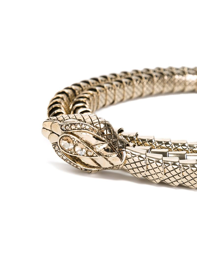 roberto cavalli metal snake belt in metallic lyst cheap designer belts women s