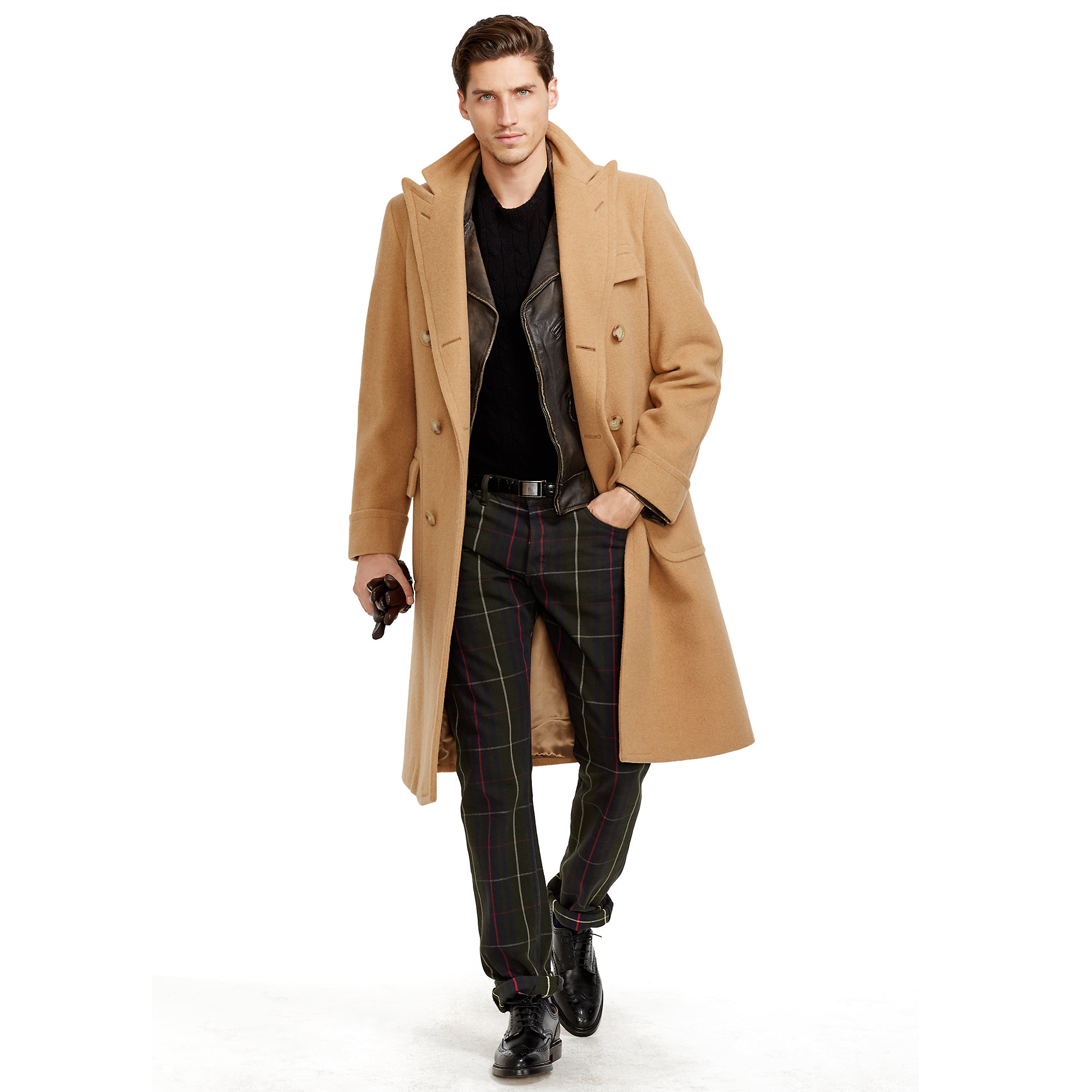 ralph lauren men's camel overcoat