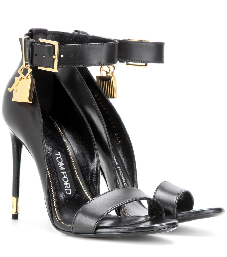 Tom ford Embellished Leather Sandals in Black | Lyst