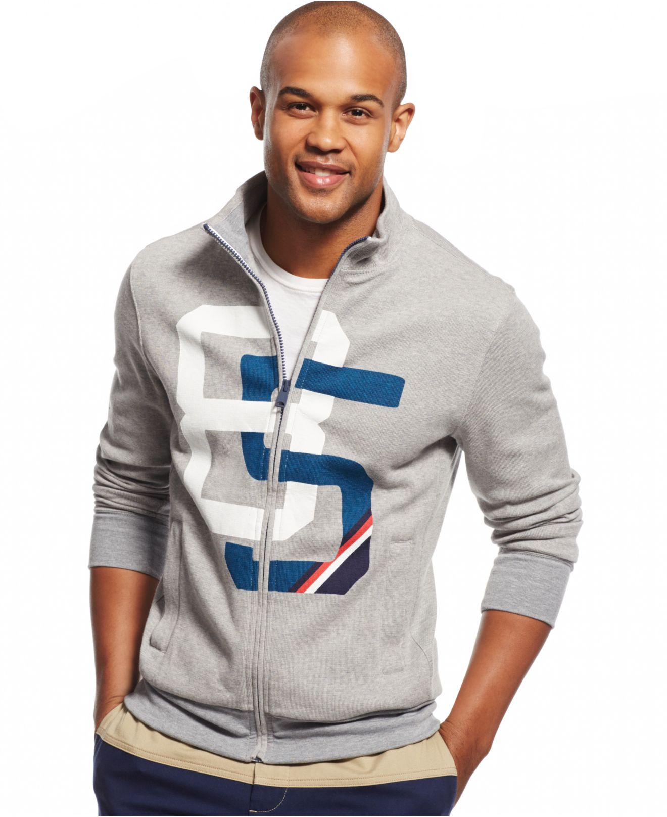 Tommy hilfiger Fullzip Track Jacket in Gray for Men Lyst
