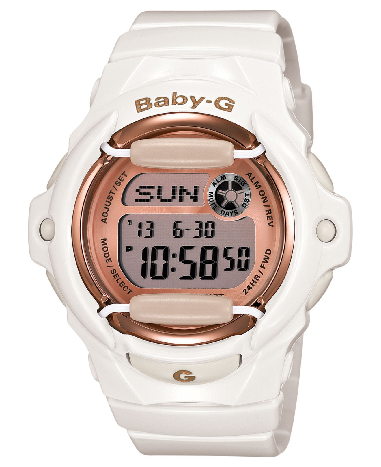 baby g shock white with rose gold