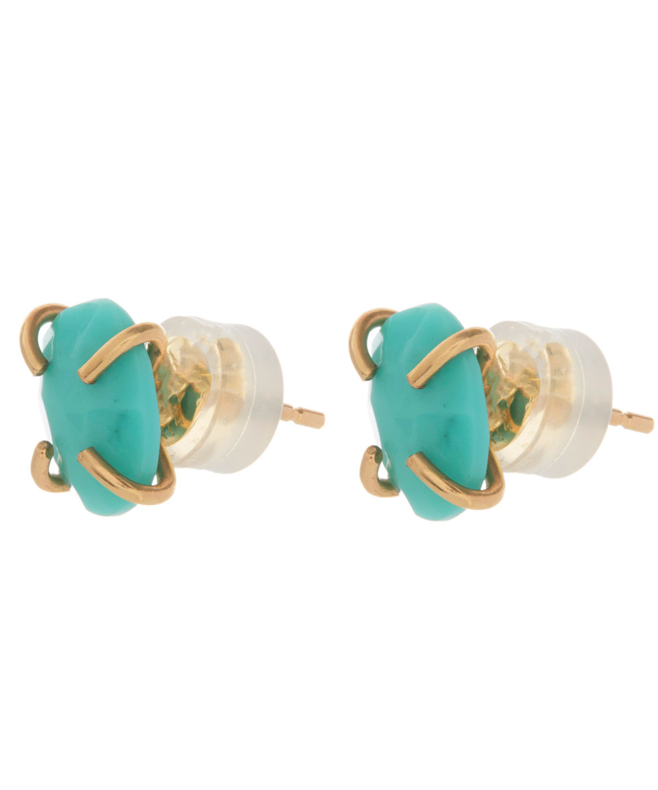 Lyst Melissa Joy Manning Gold Turquoise Stud Earrings In Blue Gallery