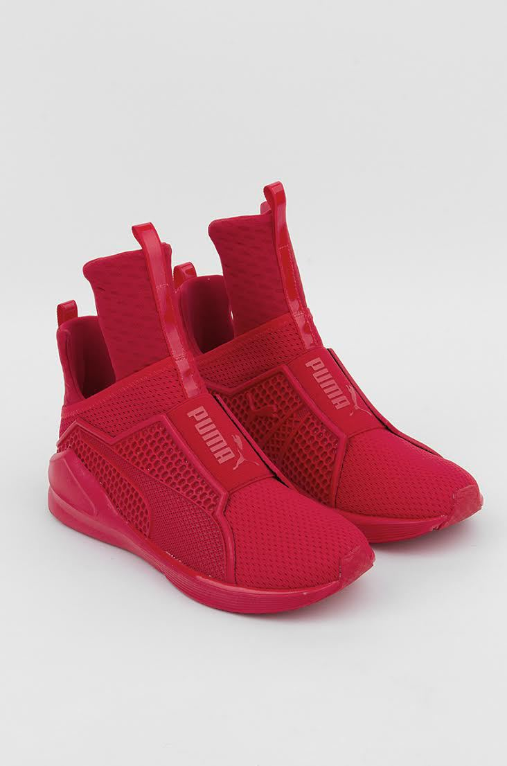 rihanna x puma fenty sneakers in red leather