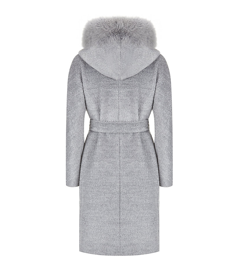 Max Mara Alexia Fur Trimmed Coat in Grey Lyst