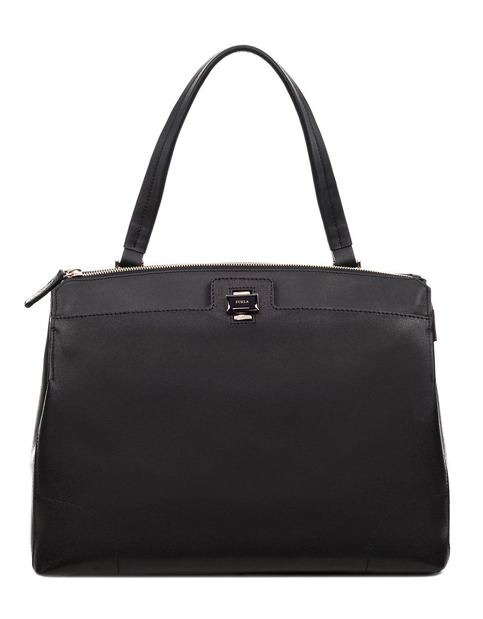Furla Piper Lux Leather Shoulder Bag in Black | Lyst