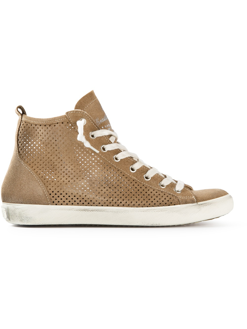 Lyst - Leather Crown Perforated Hitop Sneakers in Brown