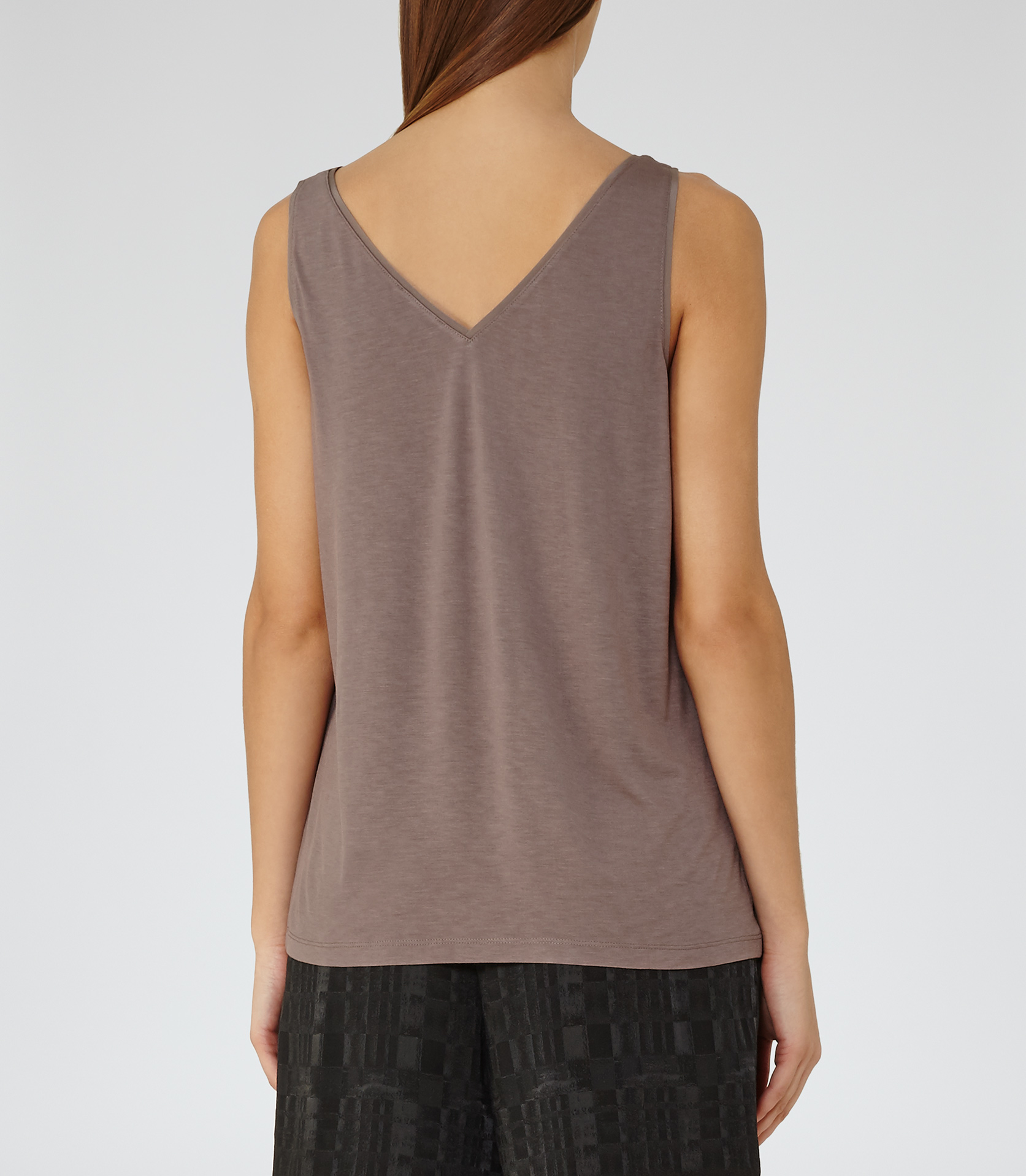 Reiss Mikaela Silk-front Tank Top in Mink (Gray) - Lyst