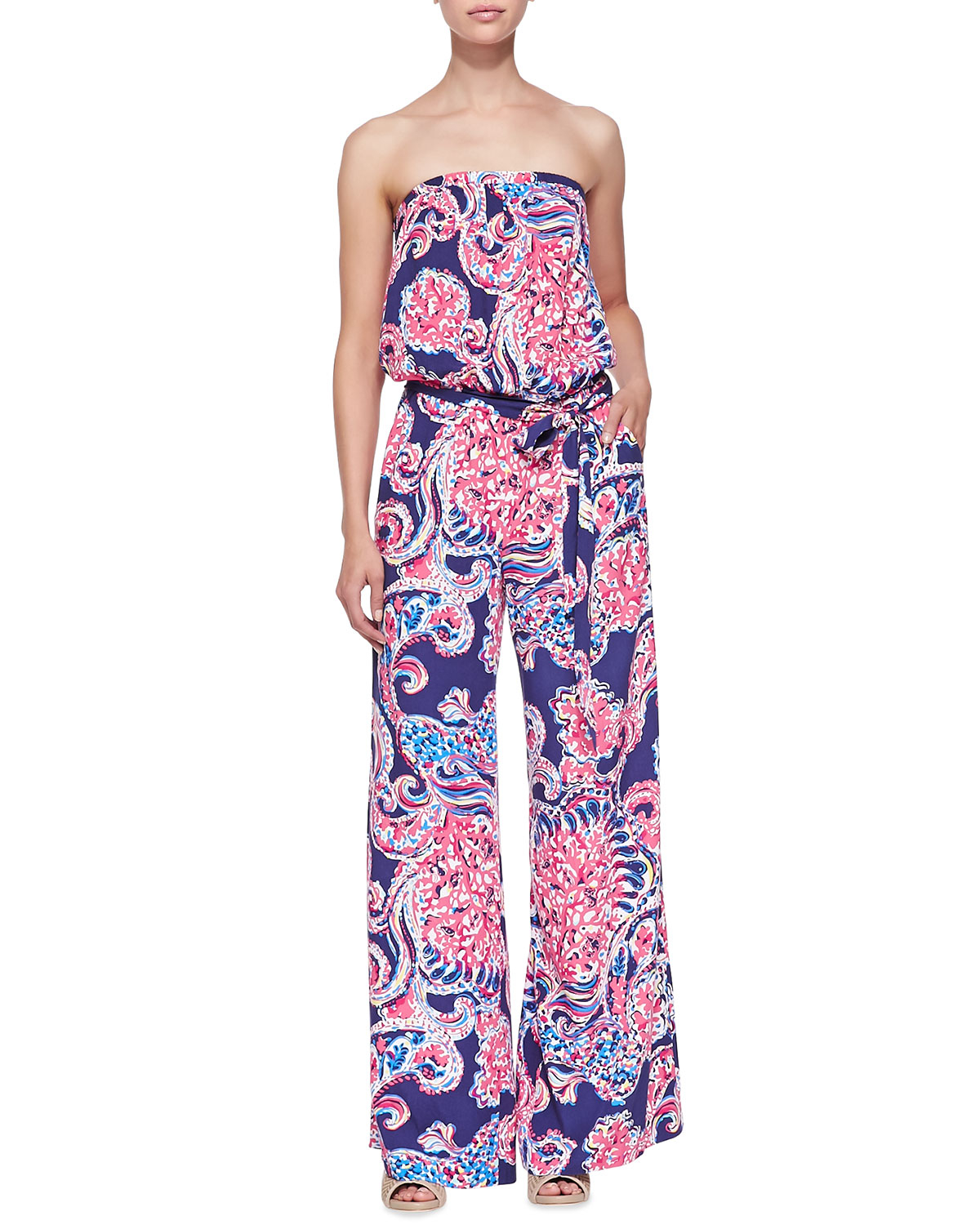 Lyst - Lilly Pulitzer Farrah Printed Strapless Jumpsuit in Blue