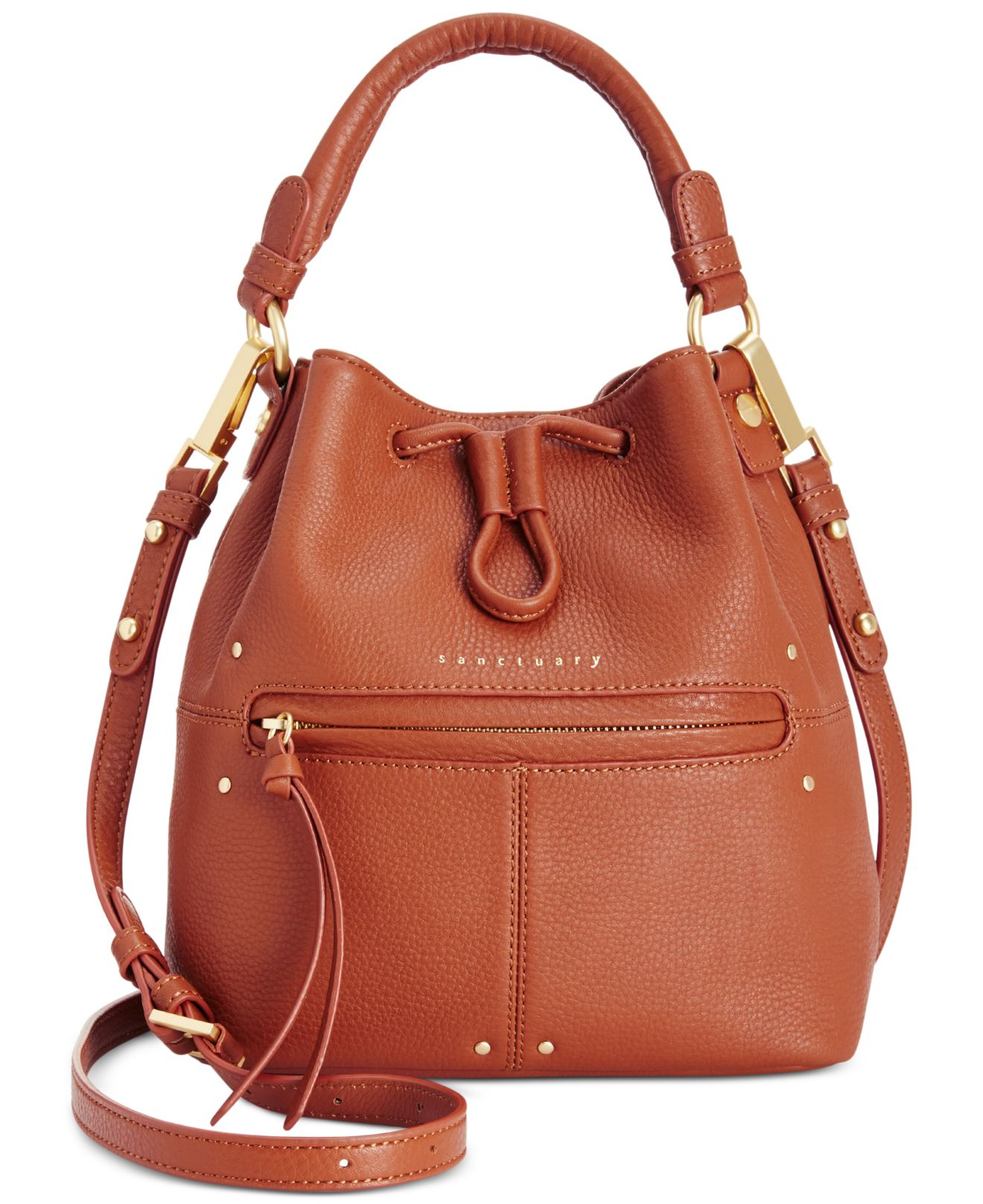 Sanctuary Leather Drawstring Small Bucket Bag in Brown (Mulberry) | Lyst