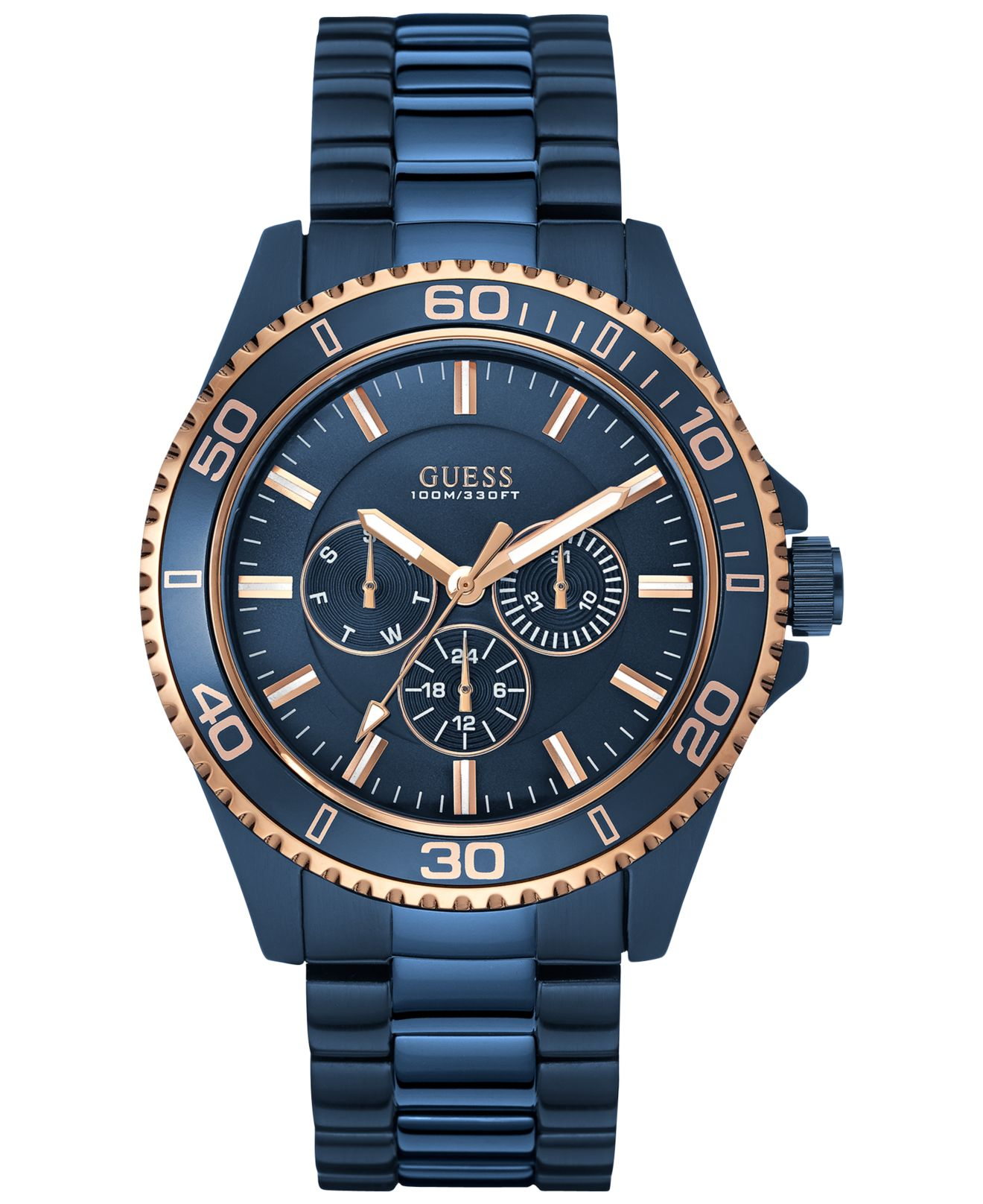 Lyst - Guess Men's Blue Ion-plated Stainless Steel Bracelet Watch 45mm