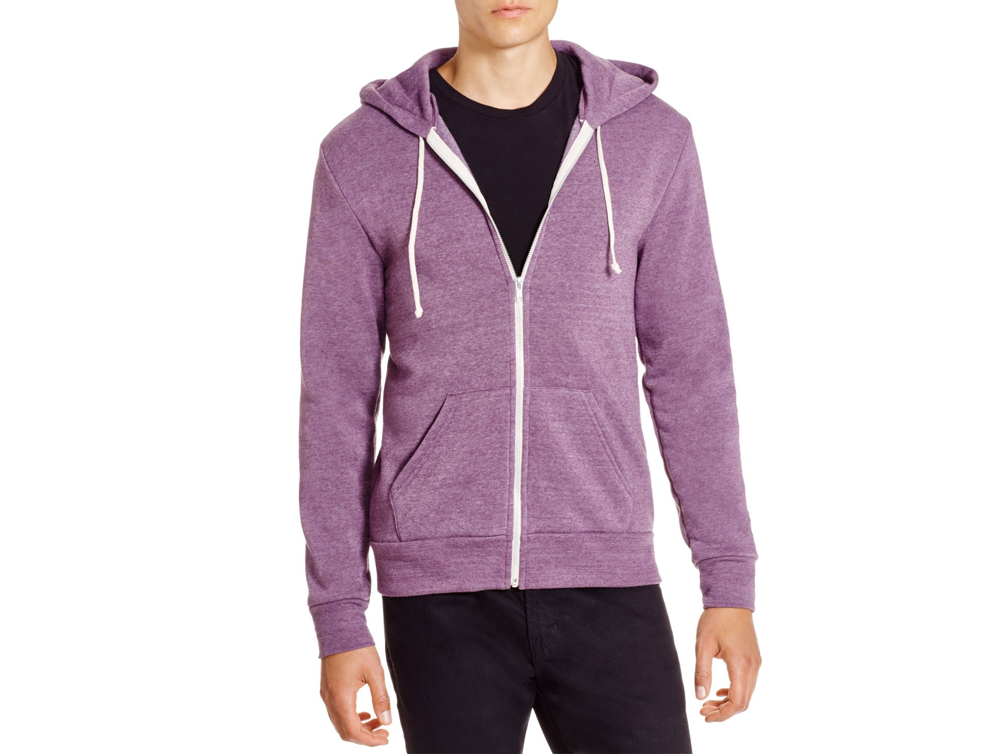 Lyst Alternative Apparel Fleece Zip Hoodie in Purple for Men
