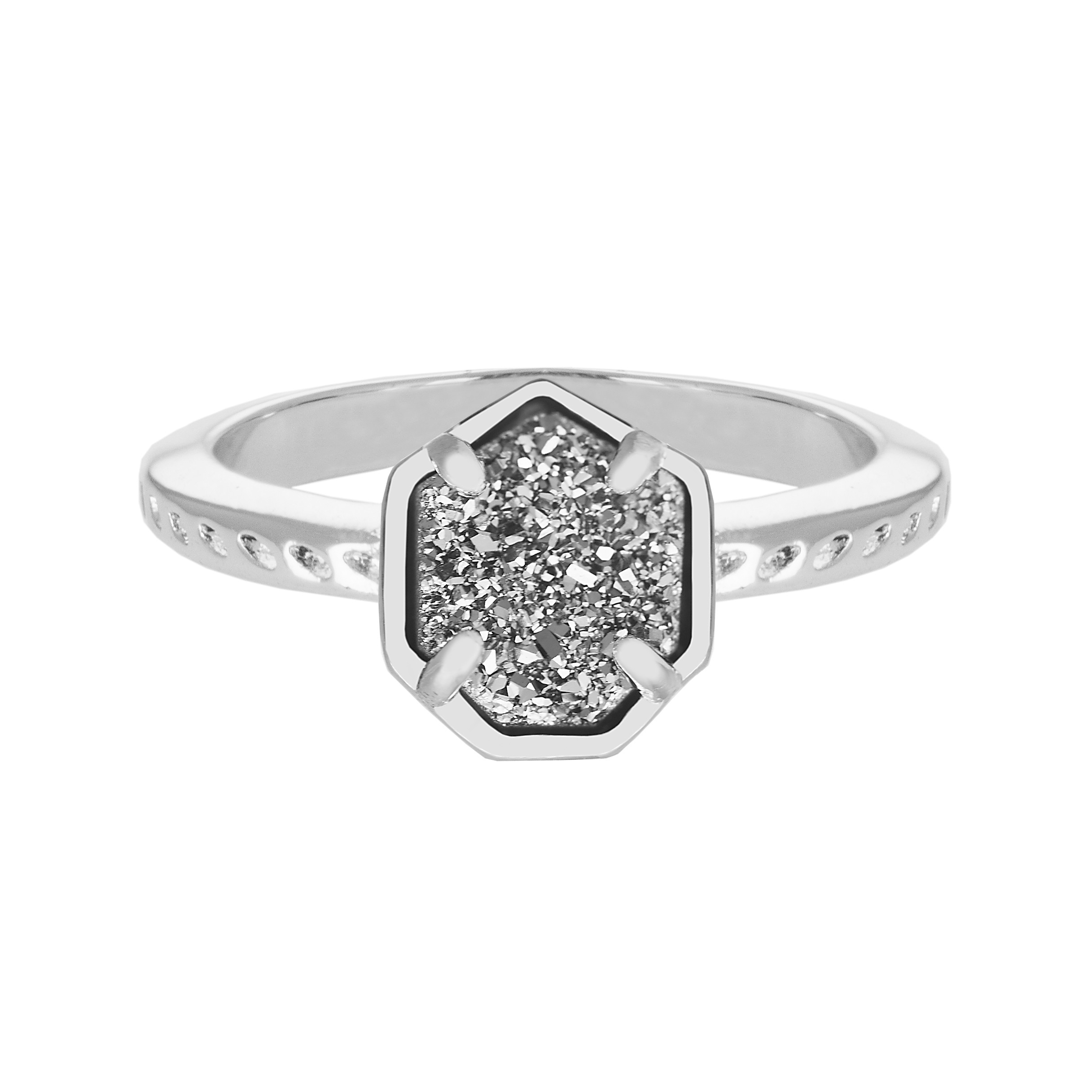 Kendra scott Calvin Ring, Platinum Drusy in Silver Lyst