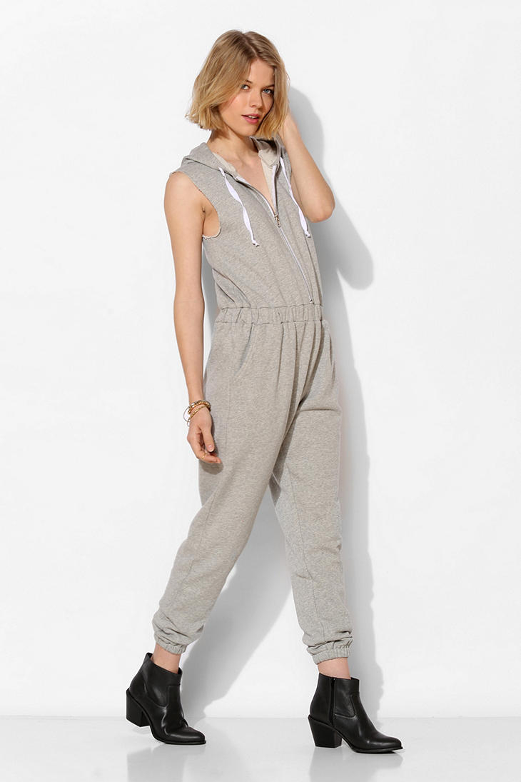 Bdg Bdg French Terry Hooded Jumpsuit in Gray | Lyst