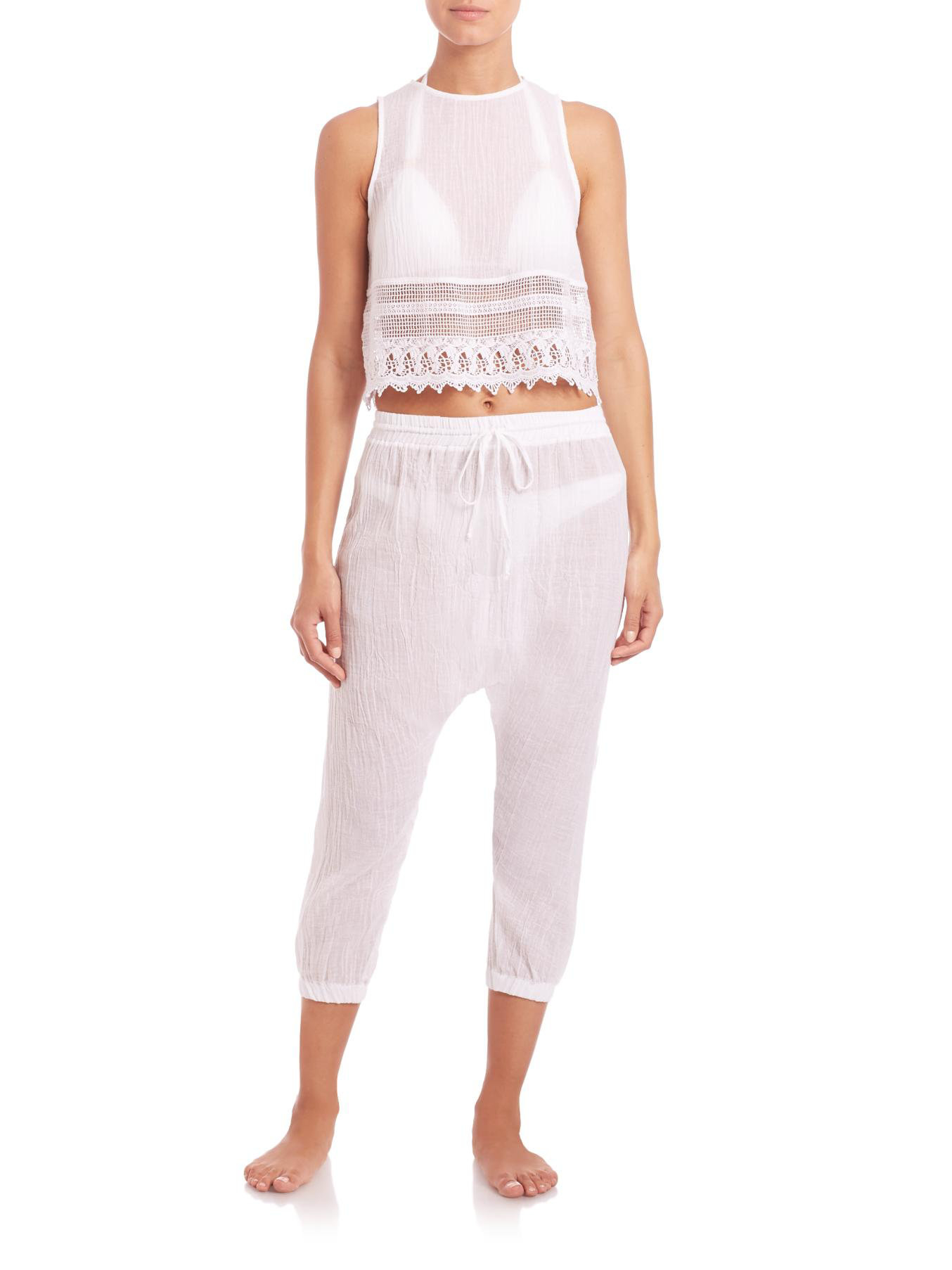 Miguelina Avery Cotton Harem Pants in White - Lyst