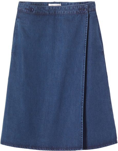 Toast Chambray Wrap Skirt in Blue (indigo) | Lyst