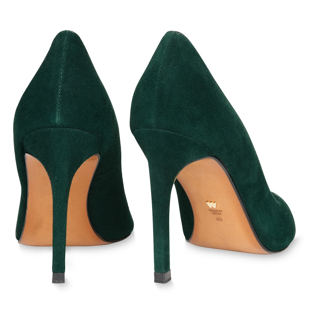 dark green suede court shoes