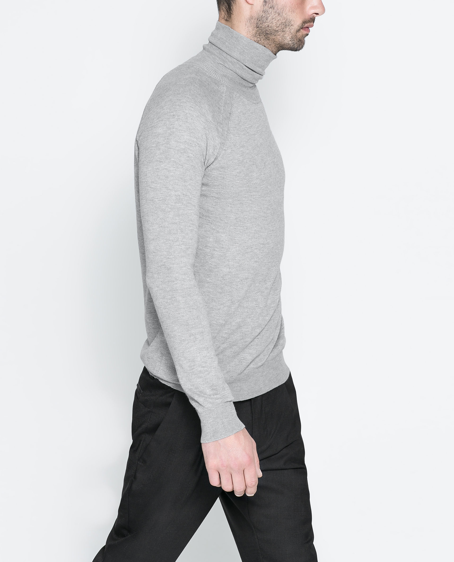 Zara Viscose Turtleneck Sweater in Gray for Men Lyst