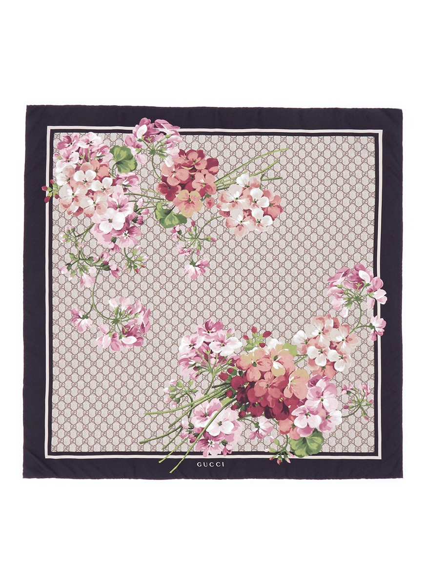 Lyst - Gucci gg Blooms Monogram Floral Print Silk Scarf 
