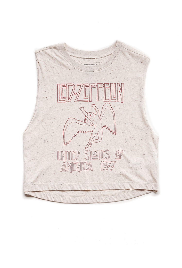 Forever 21 Cotton Led Zeppelin Muscle Tee in Oatmeal/Red (Natural) | Lyst