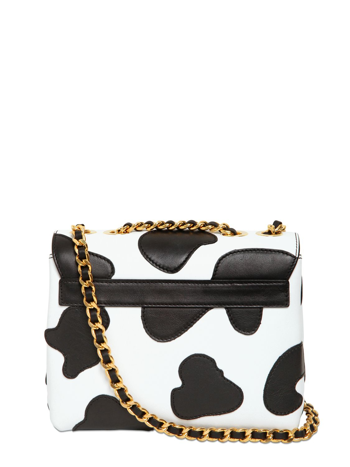 Lyst Moschino Cow Motif Na Leather Shoulder Bag In Black Gallery
