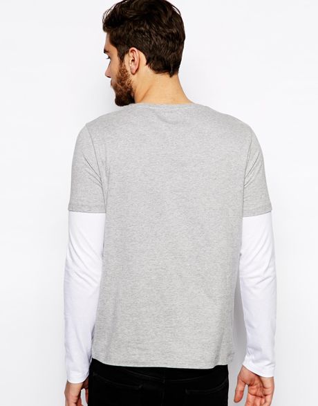 Asos Long Sleeve Tshirt with Double Layer in Gray for Men ...