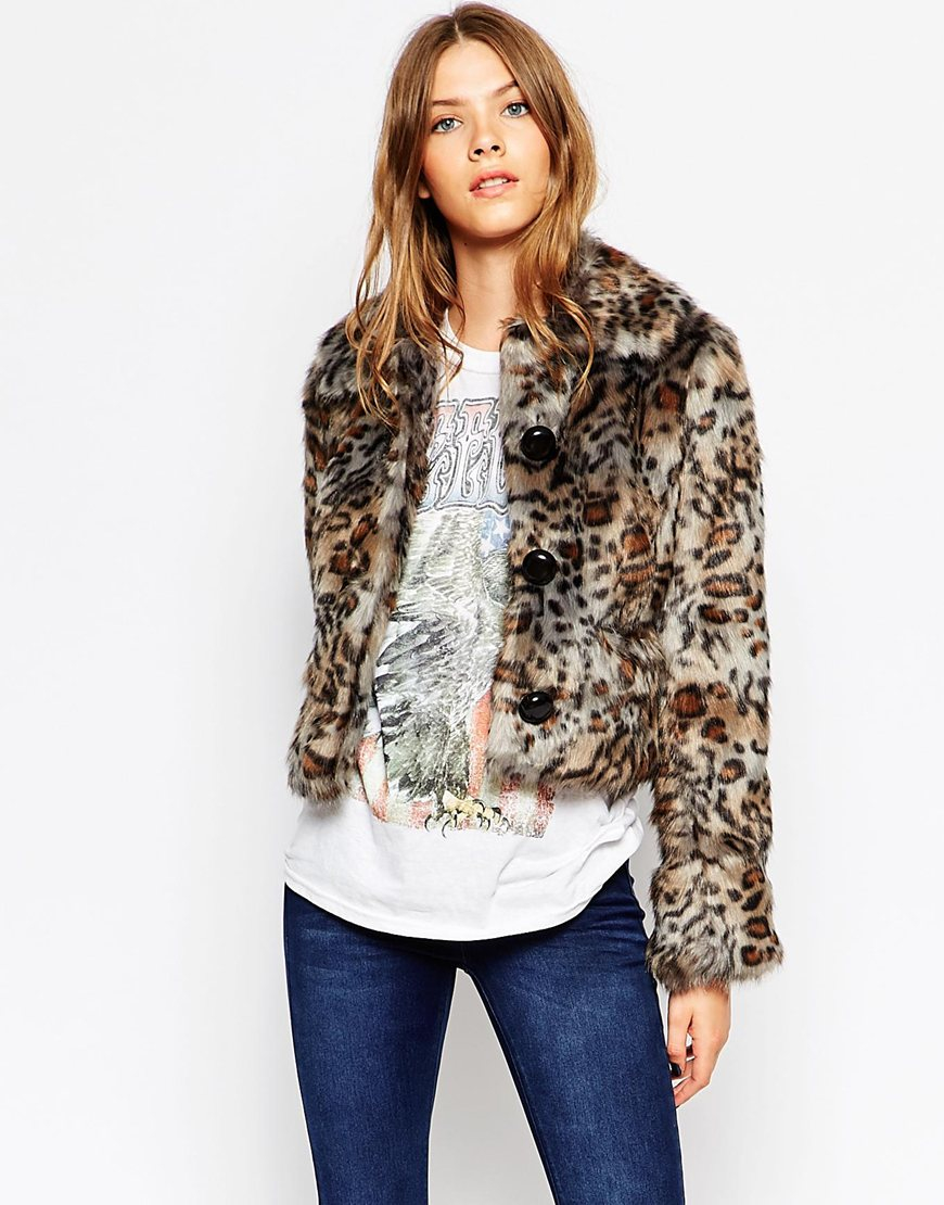 cropped leopard fur jacket