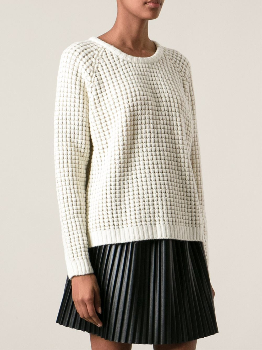 Blugirl blumarine Waffle Weave Sweater in White | Lyst