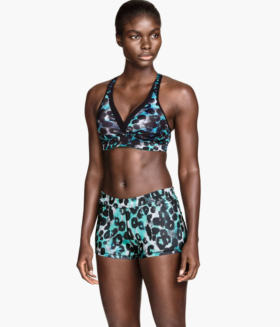 H&M Short Sports Tights in Leopard Print (Green) - Lyst