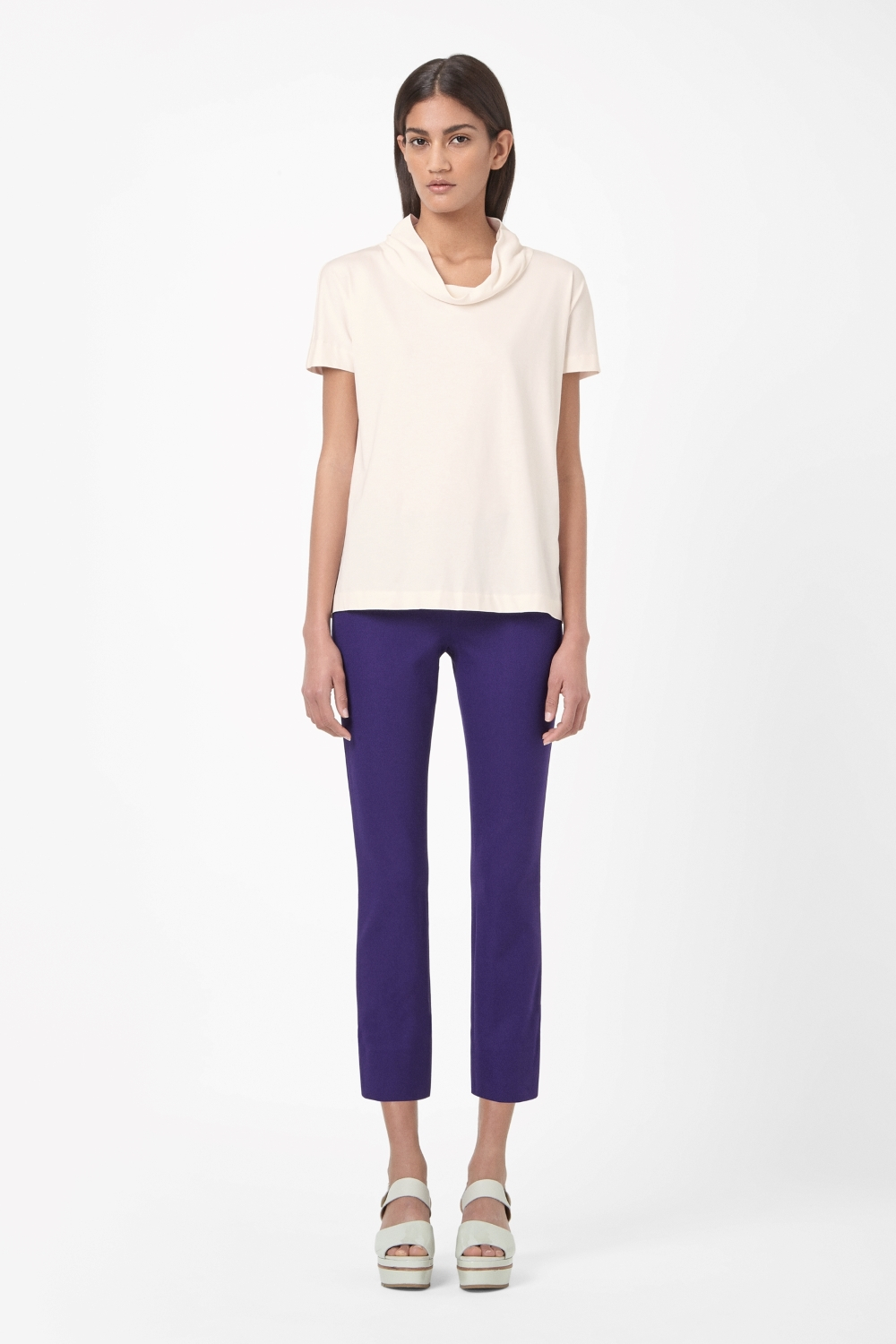 Cos White Silk Collar Jersey Top Lyst