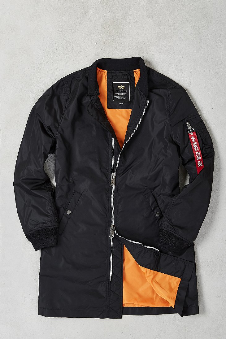 alpha industries long flight jacket
