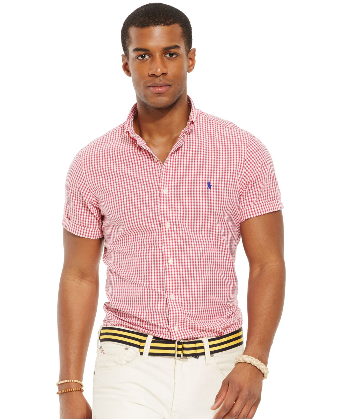 Polo ralph lauren Check Seersucker Shirt in Red for Men (Raspberry) | Lyst