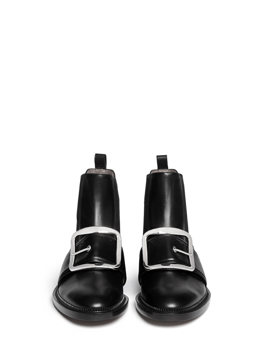 Givenchy Square Buckle Leather Chelsea Boots in Black | Lyst