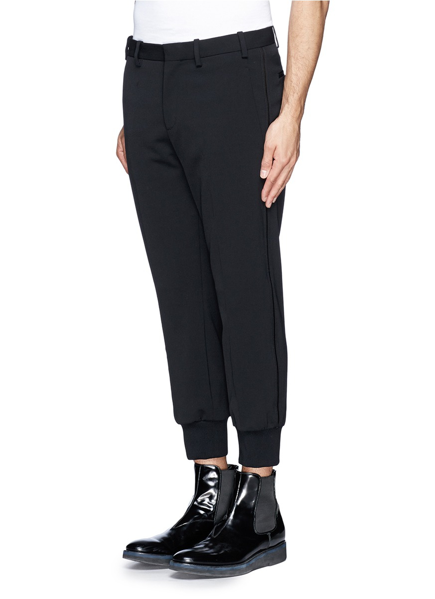 Neil barrett Tuxedo Stripe Rib Cuff Cropped Pants in Black for Men | Lyst