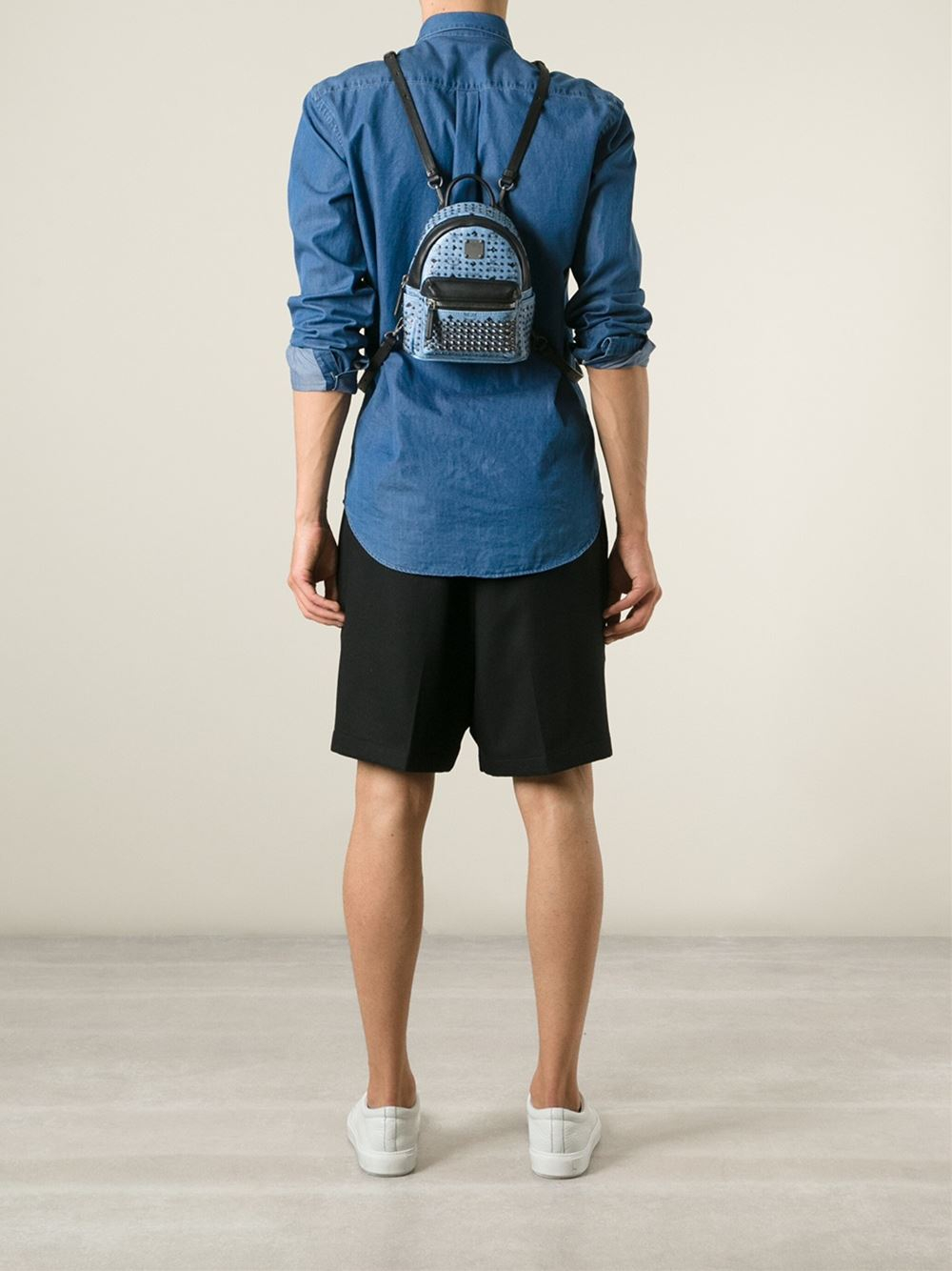 mcm blue mini backpack