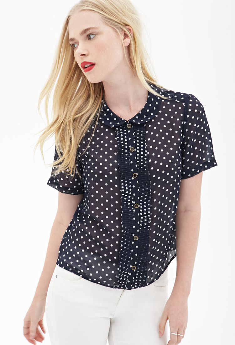 polka dot chiffon blouse
