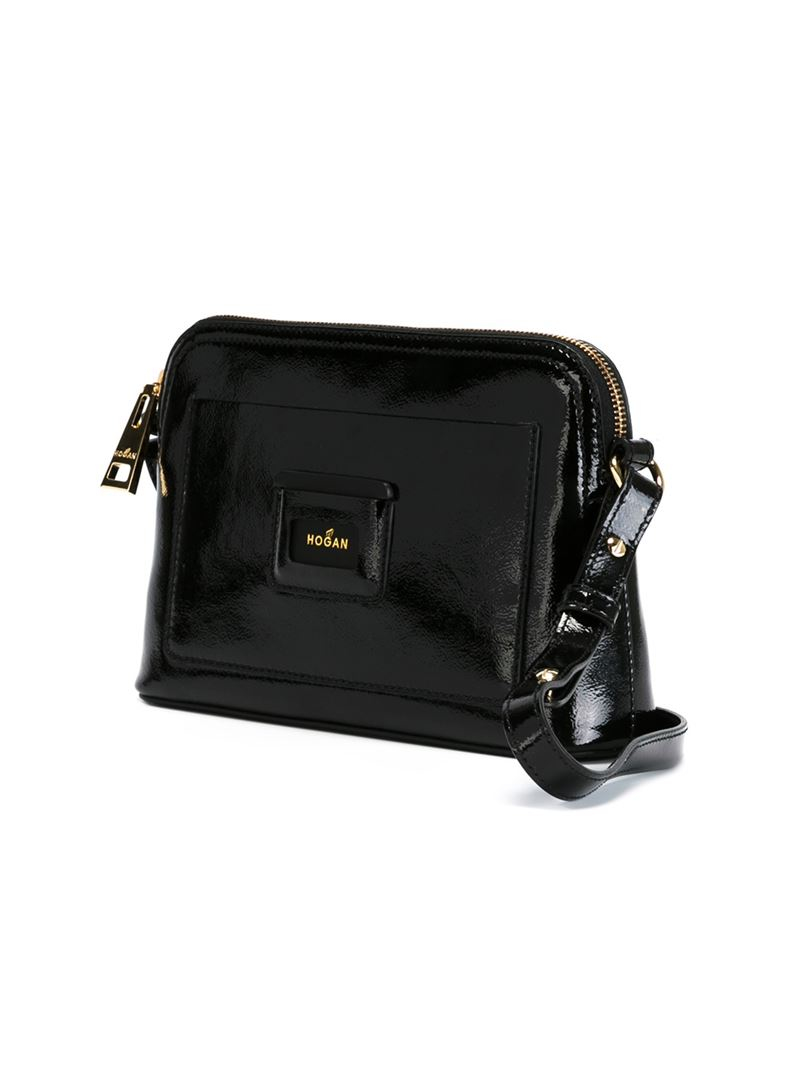 Hogan TopZip PatentLeather CrossBody Bag in Black Lyst