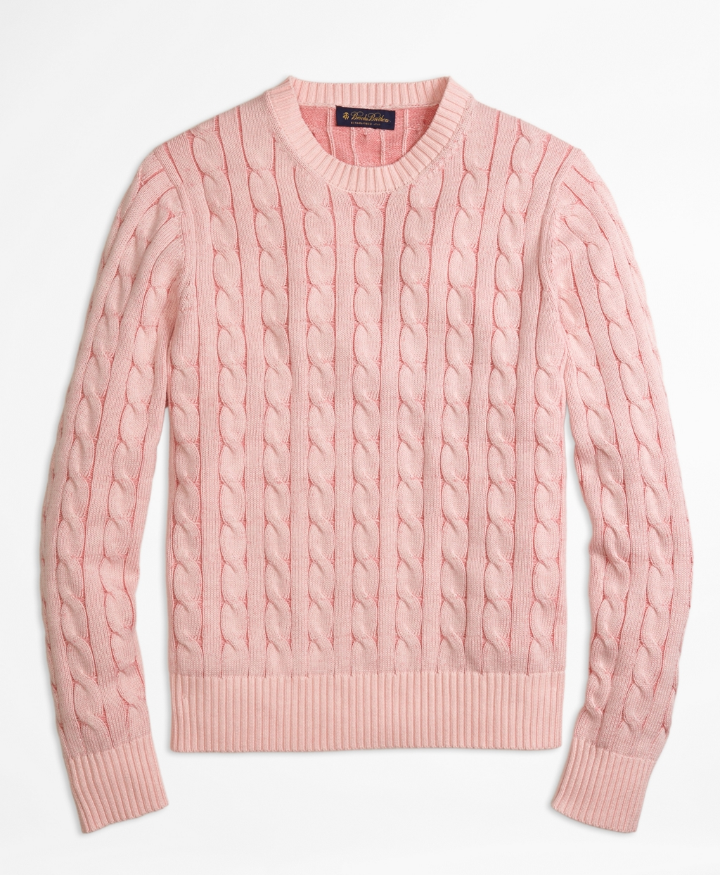 Brooks brothers Heathered Cable Knit Crewneck Sweater in Pink for Men ...