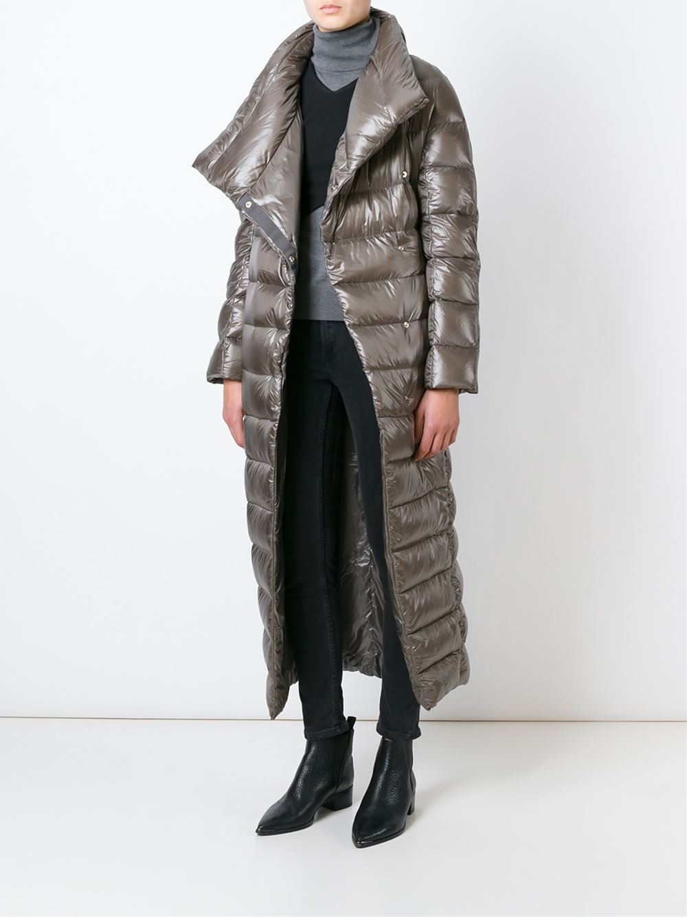 Herno Long Padded Coat in Grey (Gray) Lyst