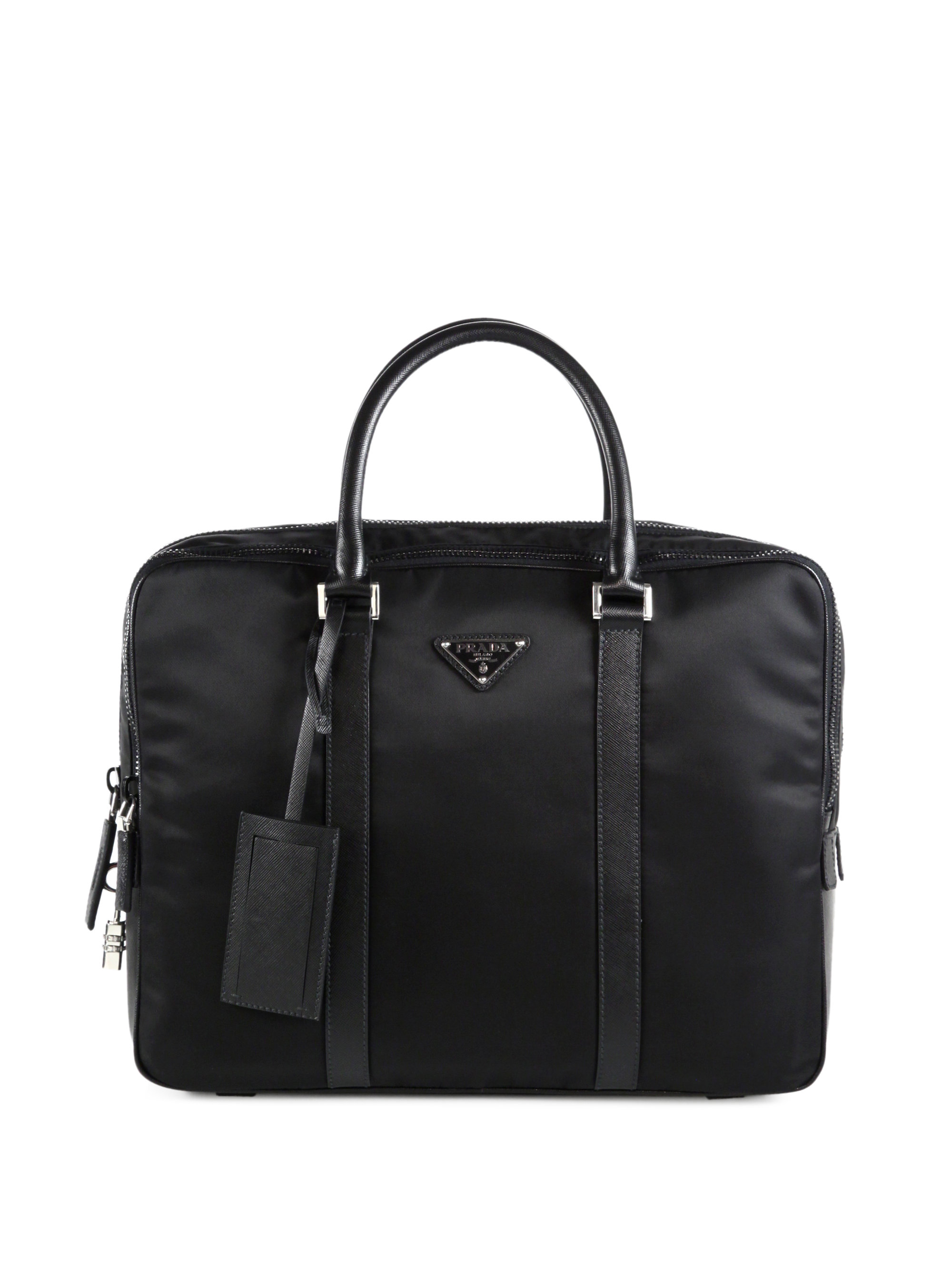 Prada Nylon Saffiano Computer Briefcase in Black for Men Lyst