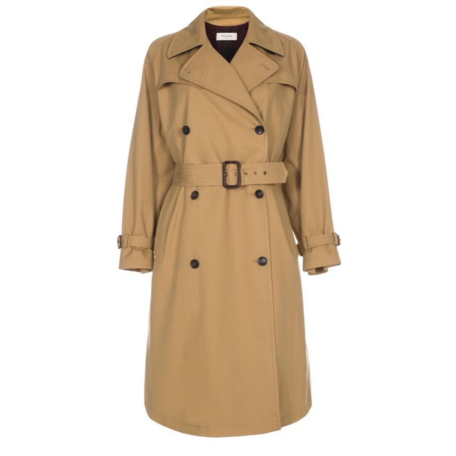 Paul smith Camel Trench Coat With Checked Wool Lining in Beige (camel ...