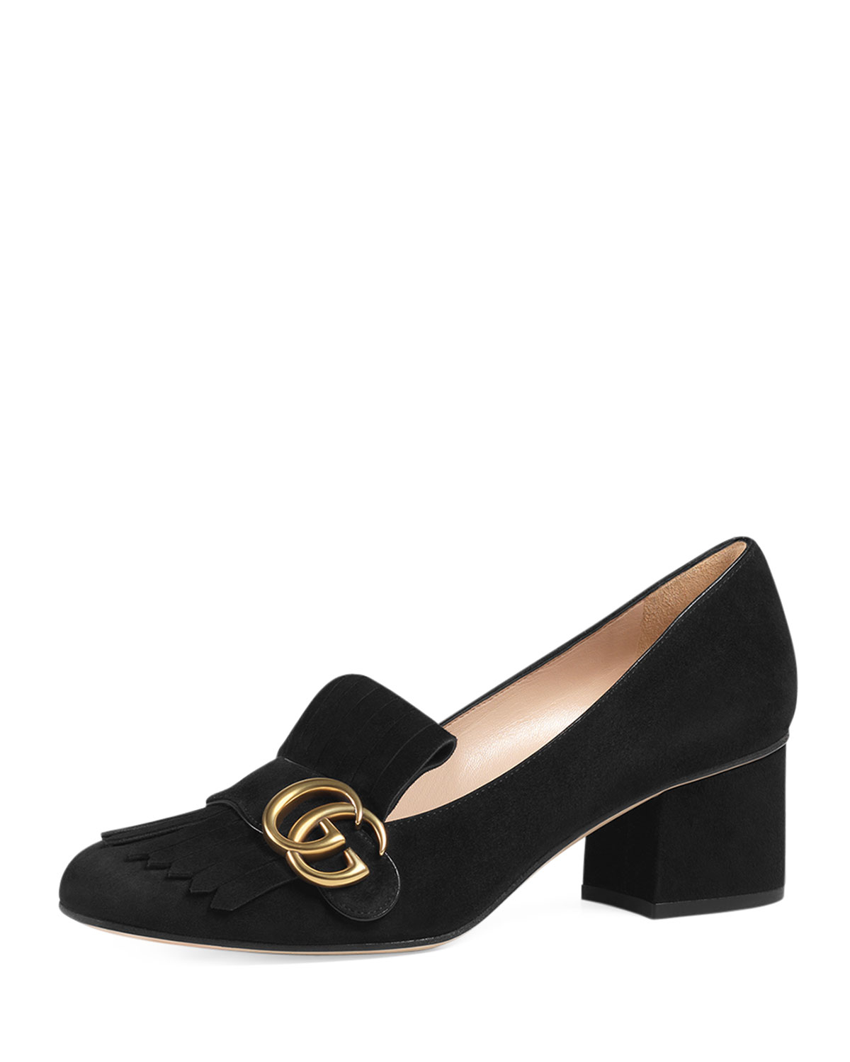 Gucci Marmont Fringed Loafers in Black - Lyst
