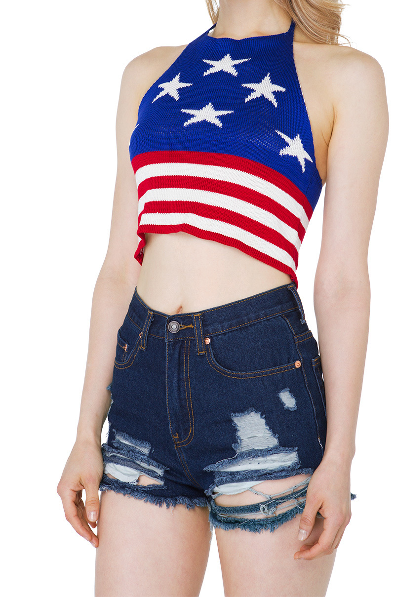 red white and blue halter top