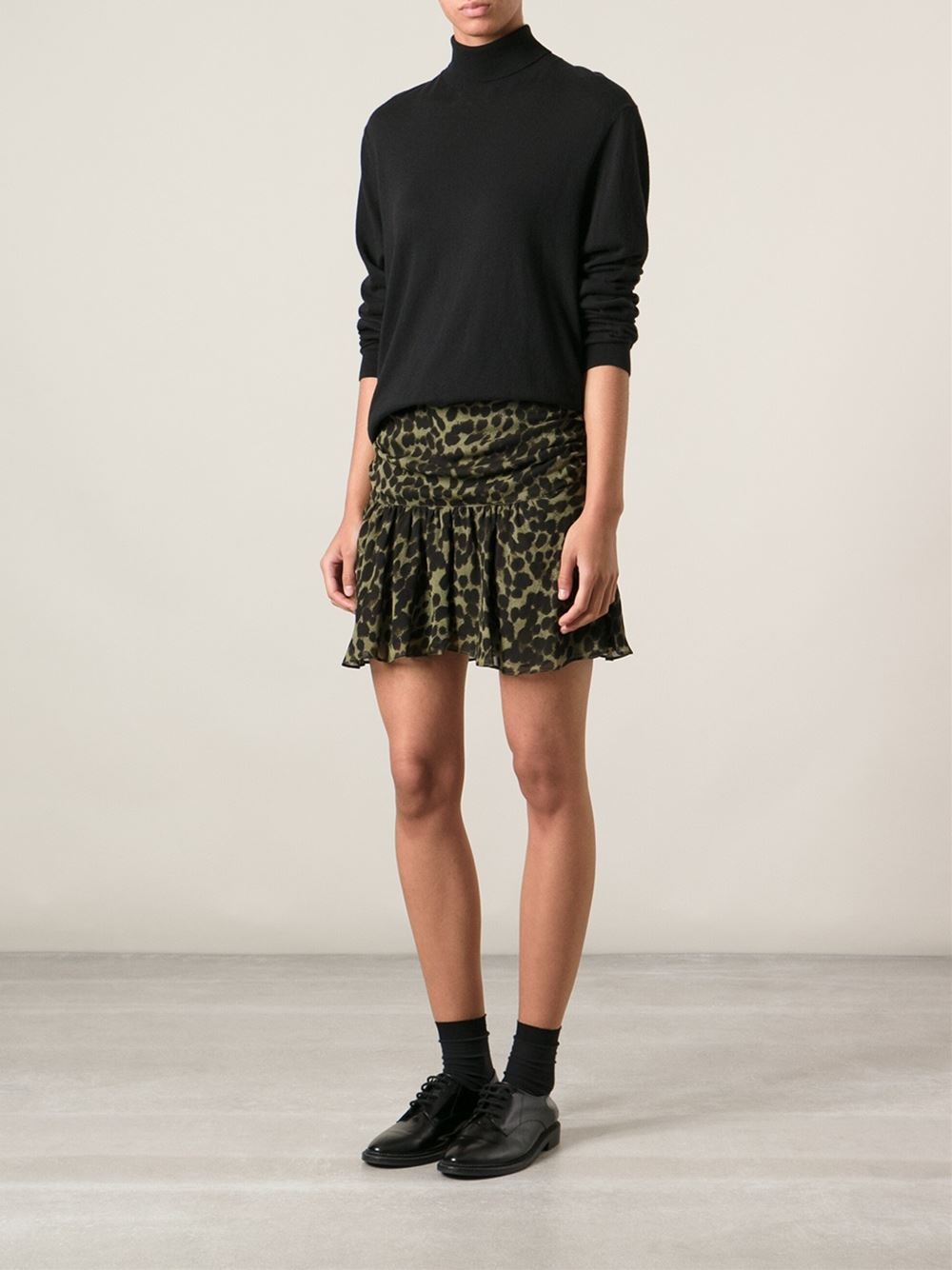 Étoile Isabel Marant Leopard Print Rushed Skirt in Green | Lyst