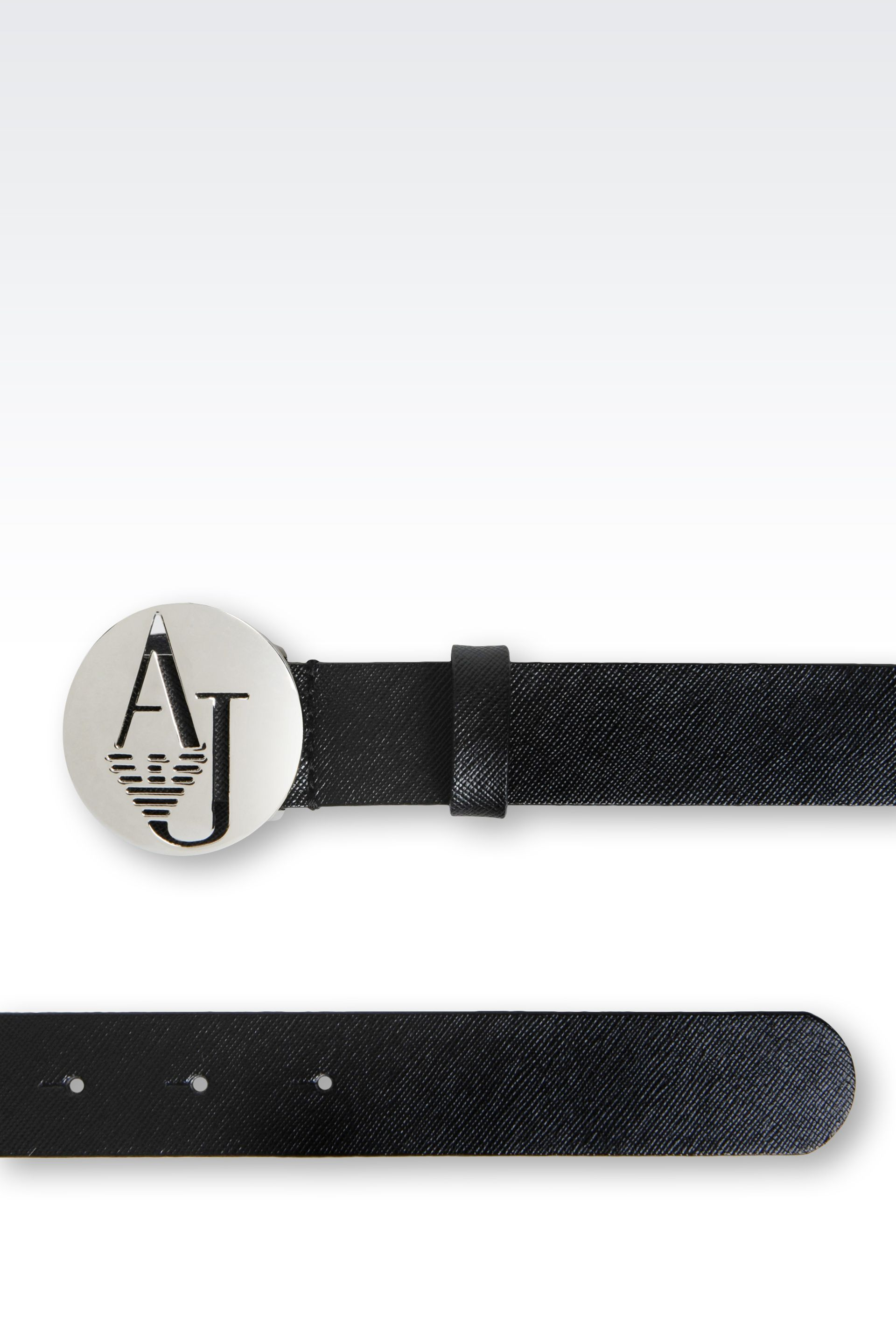 Lyst Armani jeans Belt In Saffiano Calfskin in Black