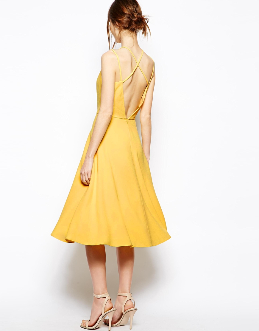 yellow summer midi dress
